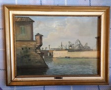 Dipinto di Millus Mario Illusi  (1925-1992) Livorno, firmato, olio su tavola