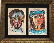  2 Disegni  a china  e  tempera su foglio libro- NC1990