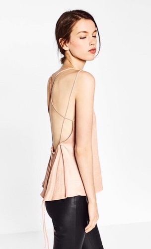 Top raso zara pizzo - top, rosa