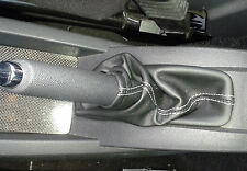 OPEL MERIVA 2003 - 2010 CUFFIA FRENO A MANO in VERA PELLE NERA CUCITURE GRIGIE