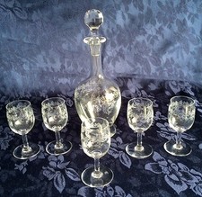 Baccarat Sevigne' 5 Bicchieri Botiglia  Liquore Vintage  Liqueur Glasses France