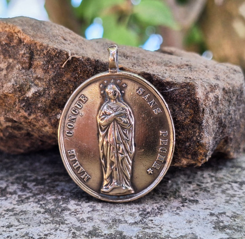 Bronzo vergine maria medaglia - vergine,