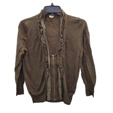 J. Cardigan donna Crew Factory marrone terra lana misto seta strega strega zip M