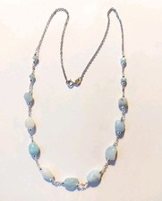 collana in argento 925 e pietre con acquamarina naturale ed ematite argentata 