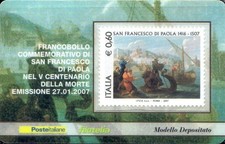 ITALIA 2007 SAN FRANCESCO DI PAOLA TESSERA FILATELICA FRANCOBOLLO