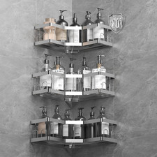 Porta Sapone per Doccia, 3 Pack Argento Mensola Doccia Con Adesivo, 201 Acciaio 