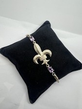 BRACCIALE GIGLIO FIORENTINO ARGENTO 925 con AMETISTE NATURALI, 210/230mm
