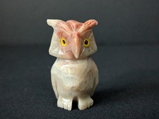 Mini statuina gufo pietra ollare intagliata a mano saggezza intuizione protezione spirituale 