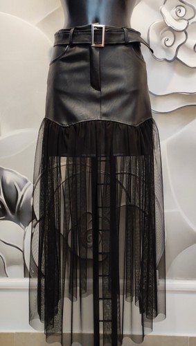 Gonna maxi tulle ecopelle - maxi,
