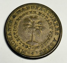 XF+ CHARLESTON, SC 1846 W.W. Wilbur Asta di schiavi gettone mercante (SC-9 1305-CZ)