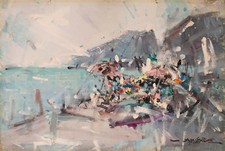 DE CERCE BRUNO - MARINA SPIAGGIA SEASCAPE - Dipinto Originale Olio su Tela