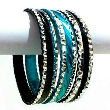 Indiano Set Bracciali Rigidi Ø6 , 8cm Braccialetti Gioiello Bollywood Bangle