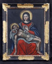 dipinto originale MADRE DOLOROSA DI DIO PIANGE. 18. Secolo