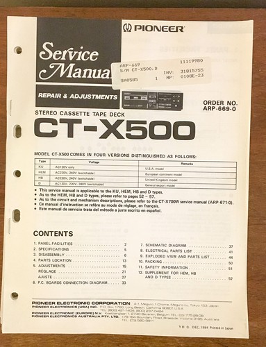 Pioneer x500 cassette deck - ct-x500,