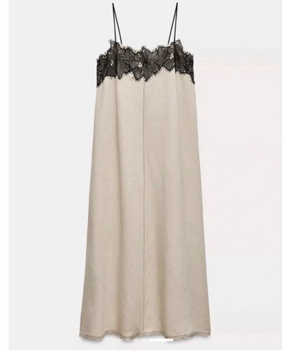 Abito zara beige slip con - beige,