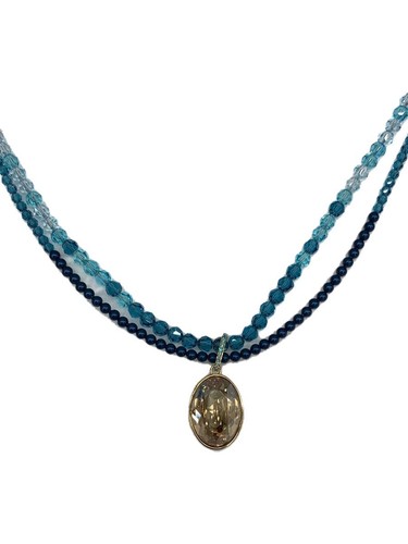 Swarovski necklace blu top - swarovski, necklace/-/blu/top