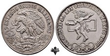 MESSICO 25 pesos 1968 ARGENTO moneta argento Giochi Olimpici Messico