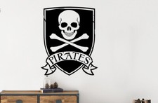 Adesivo vinile decalcomania arte parete design ispirato teschio e ossa incrociate pirati