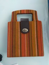 Valigetta portadischi per vinili a 45 giri vintage in tessuto colorato