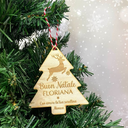 Pallina natale legno a - natale, in