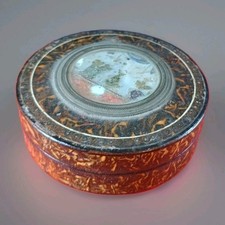 antica scatoletta Porta pillole in Papier Machė e Vetro dipinto a mano Fine 800