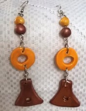 Orecchini di ceramica con 4 pendenti 2 palline anello ciondolo monachella