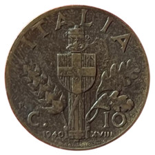 1940 Italy 10 Centesimi XVIII