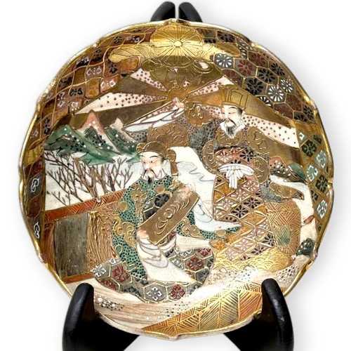 Satsuma pottery plate - pottery, meiji