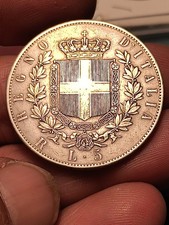 Splendida VITTORIO EMANUELE II ARGENTO 5 LIRE 1878 ROMA RARA Alta Conservazione