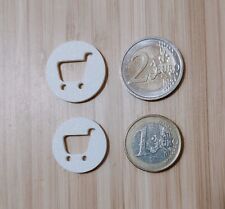 4x Gettone Universale Carrello della Spesa Supermercato - 2x1€ e 2x2€ - Bianco