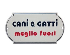 *HH* Targa Smaltata Porta Targhetta Laurana Insegna Placca Cani E Gatti Fuori