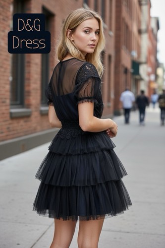 Abito nero tulle - tulle, pizzo