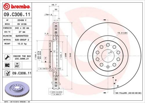 Disco freno anteriore brembo - disco,