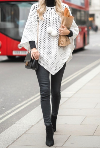 Poncho donna bianco