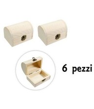 Set 6 Scatoline In Legno Decoupage Portagioie Scatola Cofanetto Bauletto