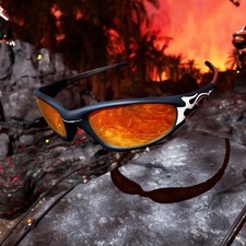 Occhiali da sole Brain Dead X Oakley Straight Jacket 99 grigio scuro occhio di fiamma y2k