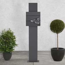 Cassetta postale antracite / triangolo marmo nero supporto a colonna in acciaio