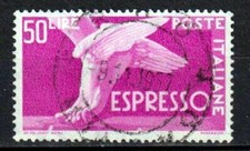 ITALIA REPUBBLICA 1955  Democratica Espresso 50 lire STELLE USATO