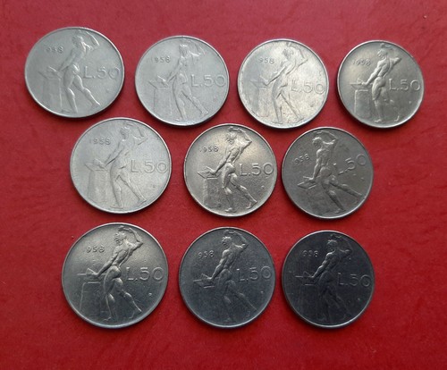 Lotto monete lire 1958 - 10, 50