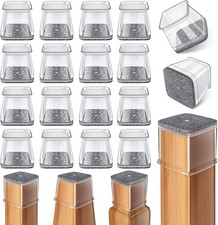 Gommini Sedie Quadrati 24pz Silicone Trasparente con Feltro Antigraffio 27-39mm