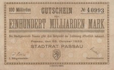 10 MILIARDI DI MARCHI 1923 città PASSAU Bavaria GERMANIA carta moneta #PK995.D