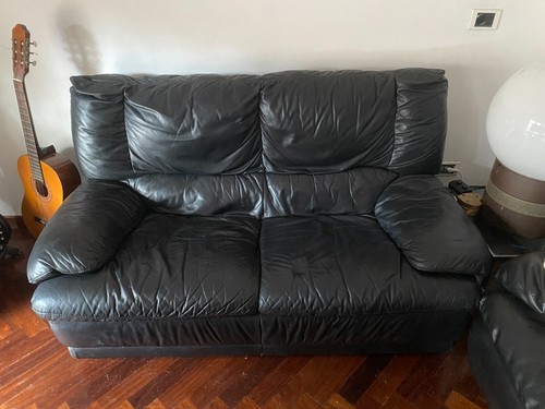 Divano pelle nero usato - pelle, nero,