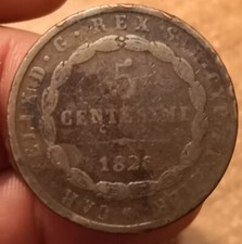5 Centesimi 1826 Torino P, Regno Di Sardegna Carlo Felice,Molto Rara R2,Rif.4352