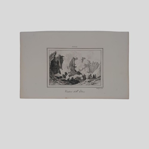 Etna cratere litografia - litografia, su