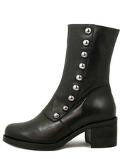 Stivaletti Donna in Pelle Nero con Borchie Tacco Medio 5 cm Made in Italy