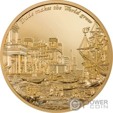 COMMERCIO FA CRESCERE IL MONDO Moneta Argento Dorata 2 Oz 10$ Isole Cook 2022