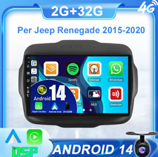 9" Per Jeep Renegade 2015-2020 Autoradio CarPlay Android 14 GPS Navi OBD AM 32GB