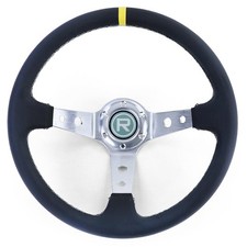 Volant De Sport En Cuir Véritable TYP 2 Aluminium Noir 350Mm Pour Momo Sparco