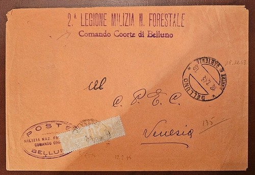 Busta 1944 venezia - belluno, rsi