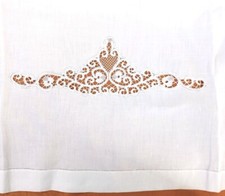 ASCIUGAMANO LINO e PIZZO CANTU, orli a giorno, lavorato a mano - 114 x 71 cm